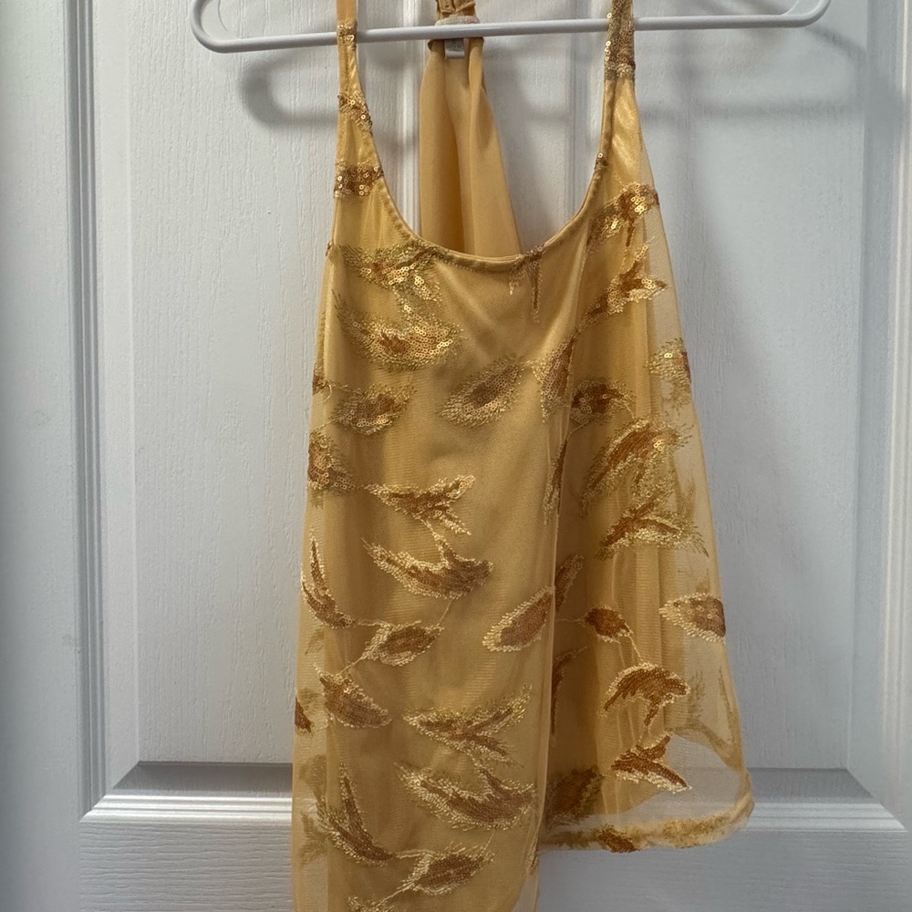 GUC: Gianni Bini Sz Small Gold Asymmetrical Tank